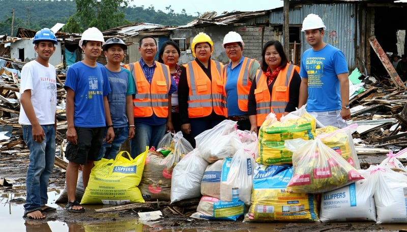 Uplifters team providing aid in a disaster-stricken area